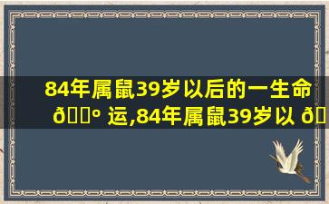 84年属鼠39岁以后的一生命 🌺 运,84年属鼠39岁以 🌸 后的一生命运几次婚姻好